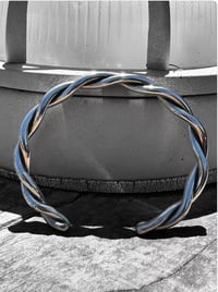 Image 3 of Ride the Sky Sterling Silver Plain Wire Twist Stacker Cuff 6.5”-7”