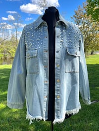 Image 6 of Large Lace & Pearl Denim Shirt