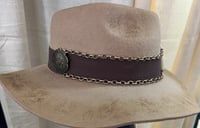 Image 3 of Handmade Tan Panama Hat Stone & Feather Band