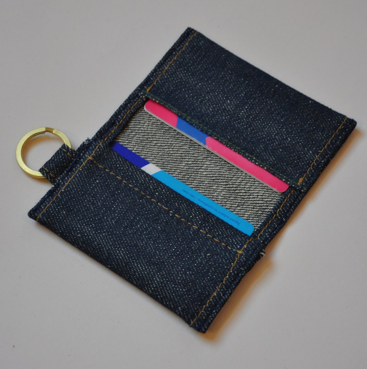 カードケース・名刺入れ JILLSTUART NEWYORK DENIM DENIM LEATHER CARD ORGANIZER Denim + Vegan Leather Minimalist Wallet / Card Holder - Etsy