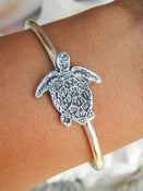 Image of Sea Turtle Jewelry, Silver Sea Turtle Bracelet, Sterling Silver Sea Turtle Cuff Bracelet