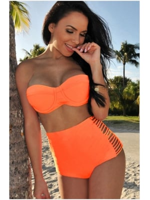 Image of SYNS HIGH WASTED BIKINI ORANGE/ BLUE/ BLACK/ WHITE