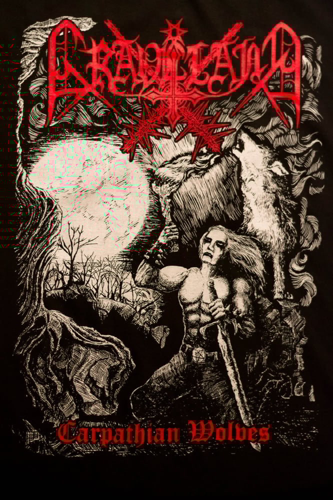 Image of Graveland "Carpathian Wolves" TS - RED logo version