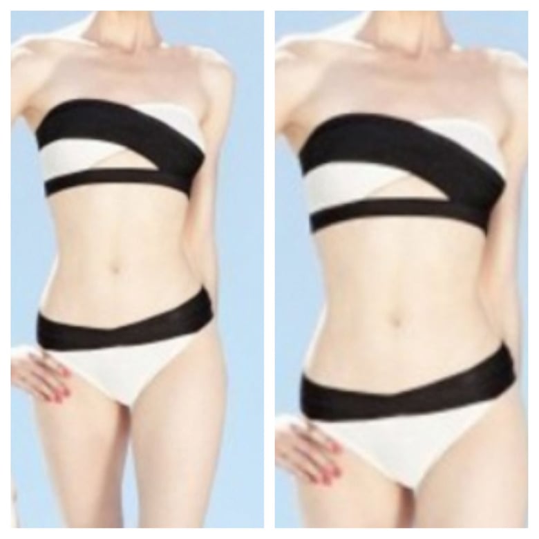 Image of Black and White Wrap Bandeau Bandage Bikini