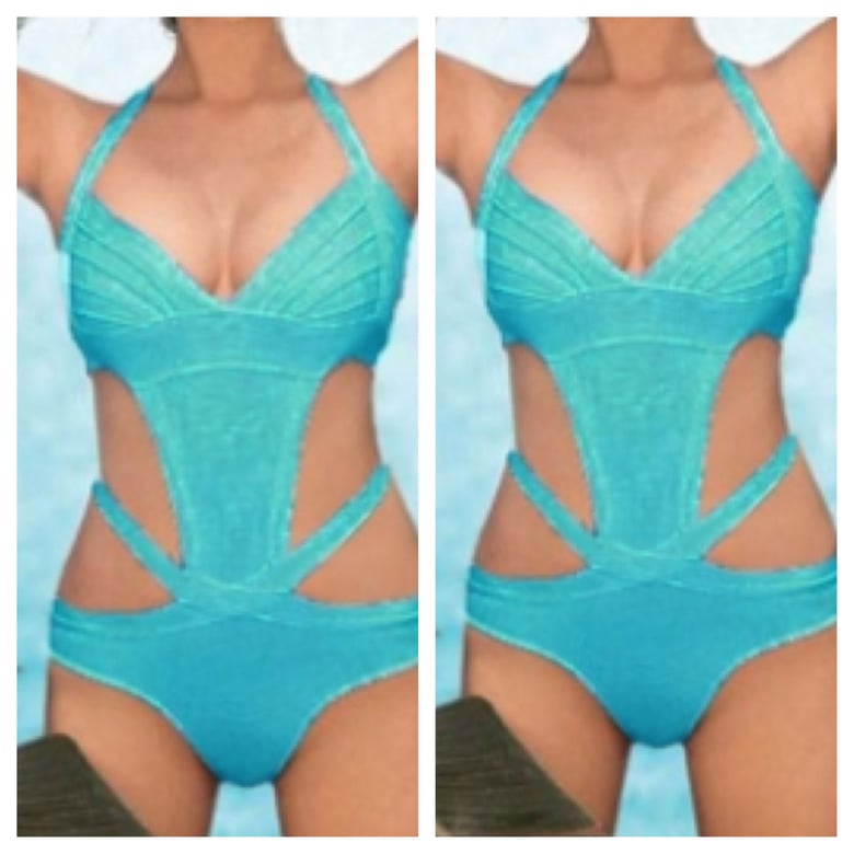 Image of Cut Out Front Bandage Swimsuit