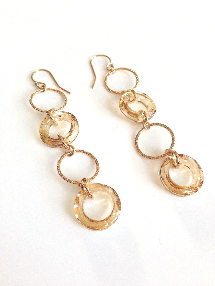 Image of Gold Kiss Spangle Dangle Earrings