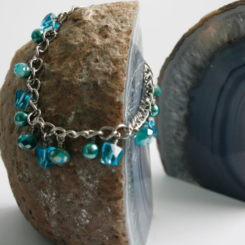 Image of Turquoise Bead Charm Bracelet