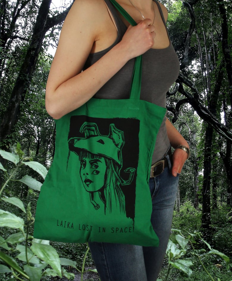 Image of (SOLD OUT) Laika lost in Space - Bag (Black Print on Green)