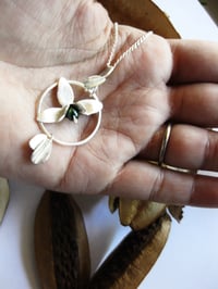 Image 3 of Orchid specimen pendant: forged sterling silver with a green fresh water pearl