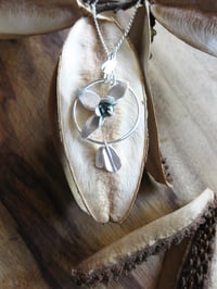 Image 1 of Orchid specimen pendant: forged sterling silver with a green fresh water pearl