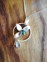Image 2 of Orchid specimen pendant: forged sterling silver with a green fresh water pearl