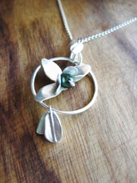 Image 4 of Orchid specimen pendant: forged sterling silver with a green fresh water pearl
