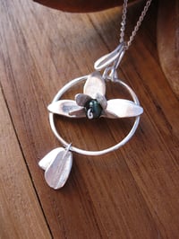 Image 5 of Orchid specimen pendant: forged sterling silver with a green fresh water pearl