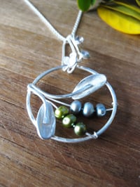 Image 1 of New growth specimen pendant: sterling silver with fresh water pearls