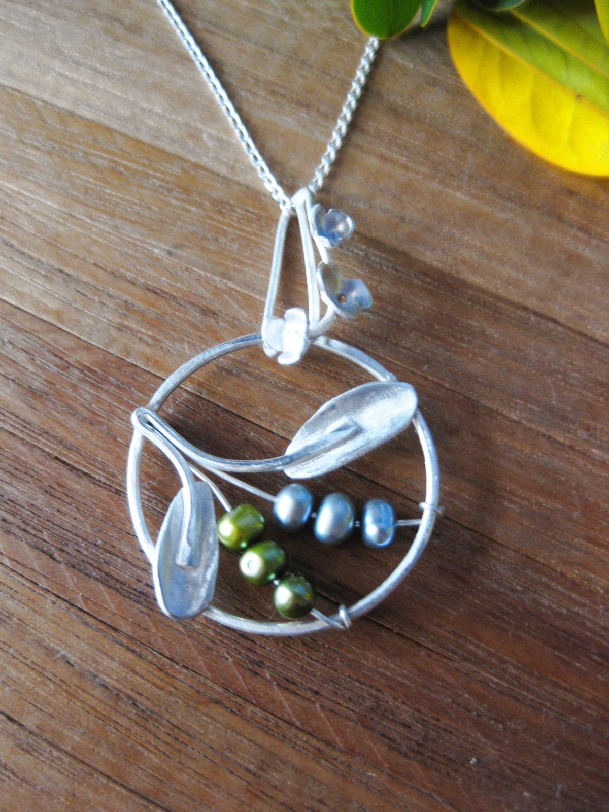 Image of New growth specimen pendant: sterling silver with fresh water pearls