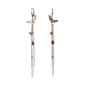 Image of Moth Chain Earrings With Garnet