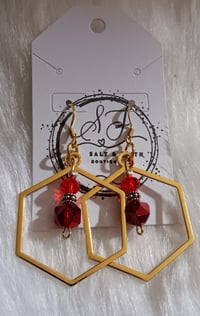 Image 3 of Red & Gold Earrings 