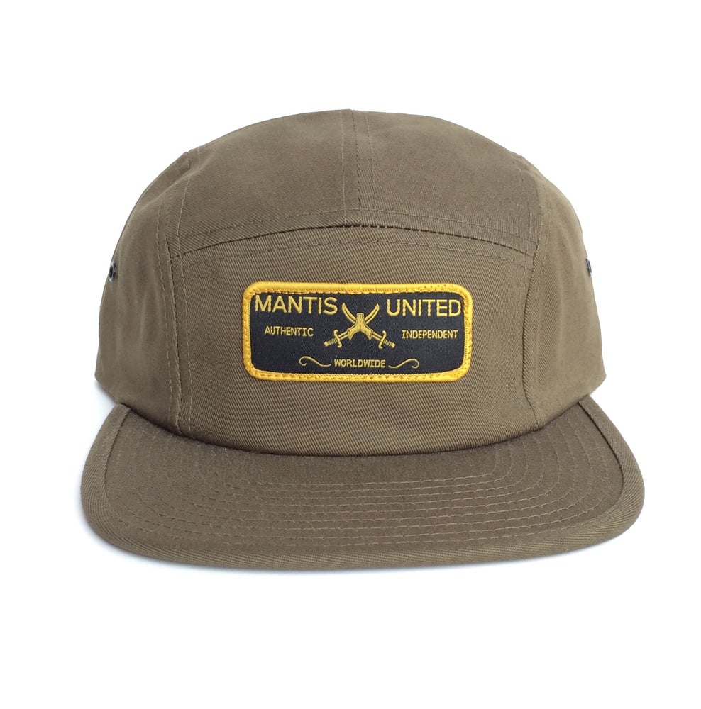 Image of 5 Panel authentic patch hat olive