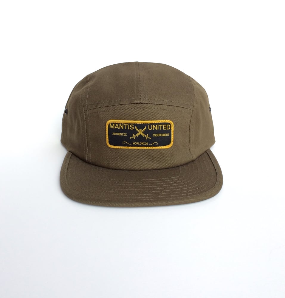 Image of 5 Panel authentic patch hat olive