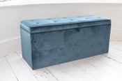 Image of Peacock Velvet Ottoman