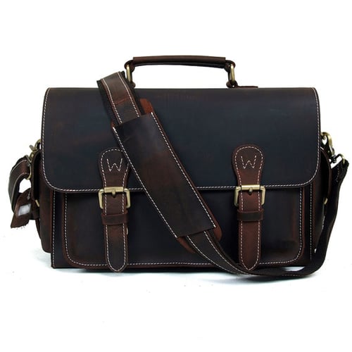 Image of Genuine Leather DSLR Camera Bag Leather Briefcase Messenger Bag 6919