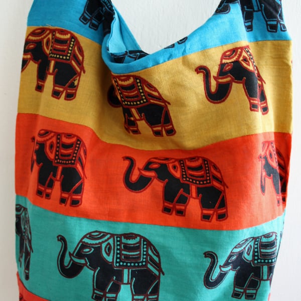 Image of Elephant Print Shopper Bag