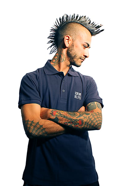 Image of Screaming Eyes Blue Navy Polo 