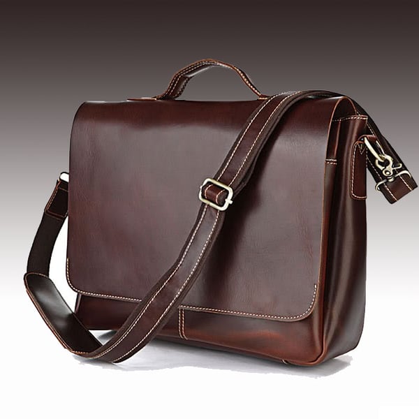 Image of Handmade Genuine Leather Briefcase / Messenger / 13" 15" MacBook 13" 14" 15" Laptop Bag (n78)