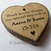 Image 1 of 100 Personalised Kraft Heart Gift Tags