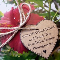 Image 1 of 150 Customised Kraft Heart Swing Tags