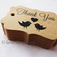 Image 1 of 50 Small Kraft Brown Gift Tags, 'Love Birds'