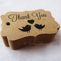 Image 2 of 50 Small Kraft Brown Gift Tags, 'Love Birds'
