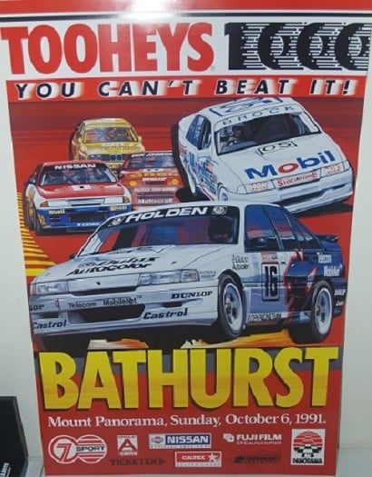 Image of 1991 Bathurst 1000 poster. Nissan wins.