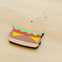 Image 2 of Pizza, Hot Dog, or Burger Wood Ornament