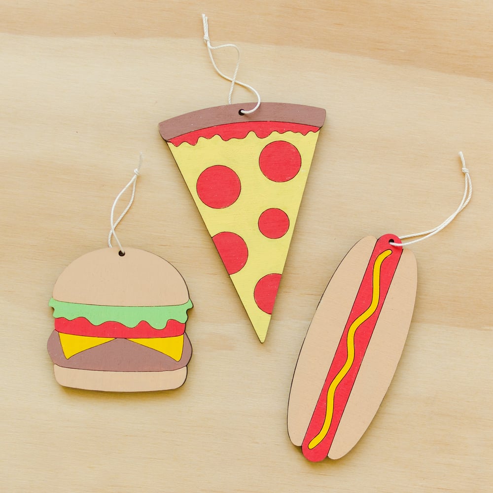 Pizza, Hot Dog, or Burger Wood Ornament