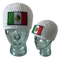 Image 2 of White Mexican Flag Fitted Beanie