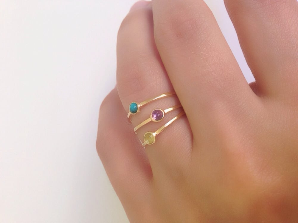 Image of Bezel Dazzle Sweety Ring with Turquoise