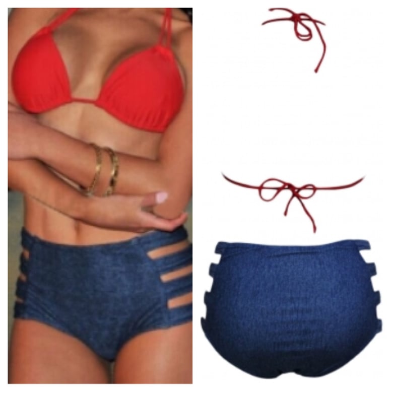 Image of Red and Denim Bikini