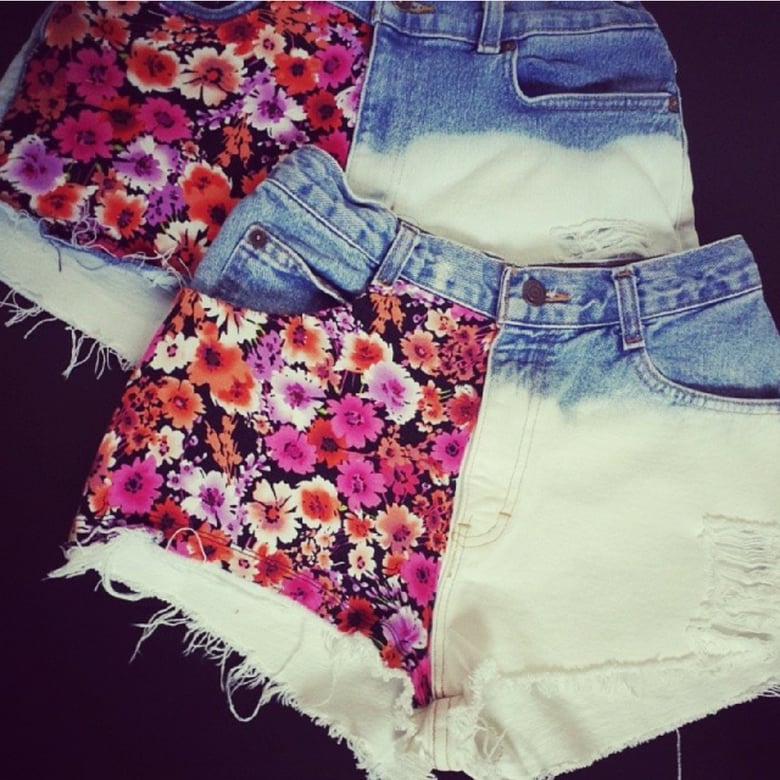 Image of "Lost in Love" Floral Ombre High Waist Cutoffs