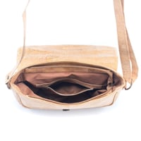 Image 4 of NATURAL CORK DIAMOND LASER CUT ETCHING CROSSBODY SLING BAG