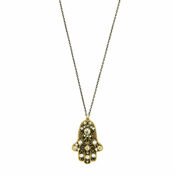 Image of Small black & white hamsa necklace 