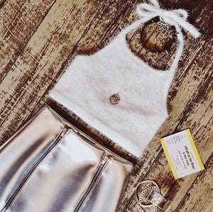 Image of Motel Bellflower Crop Top in Fluffy White