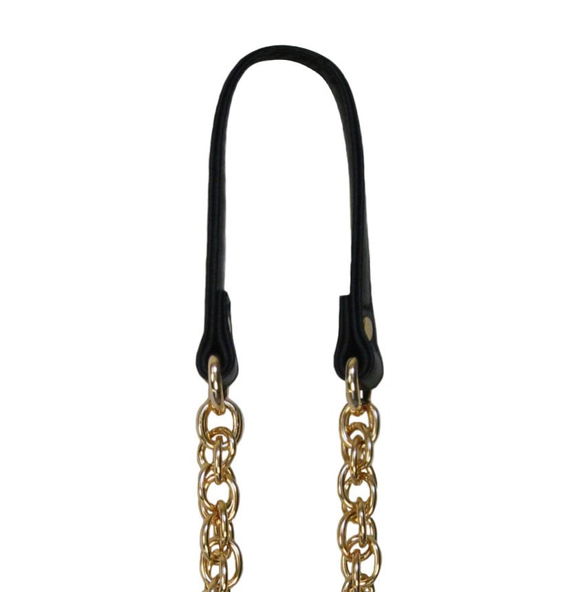 GOLD Chain Strap with Genuine Leather Handle -Prince of Wales- Choice of Length & Hooks | Purse ...