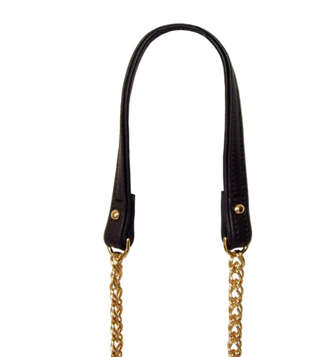 GOLD Chain Strap with Leather Petite Handle -Double Curb Chain- Choice of  Length & Attachable Hooks, Mautto Handbags