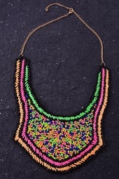 Image of Neon Tribal Beaded Bib Necklace 