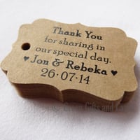 Image 1 of 100 Personalised Kraft Brown Gift Tags