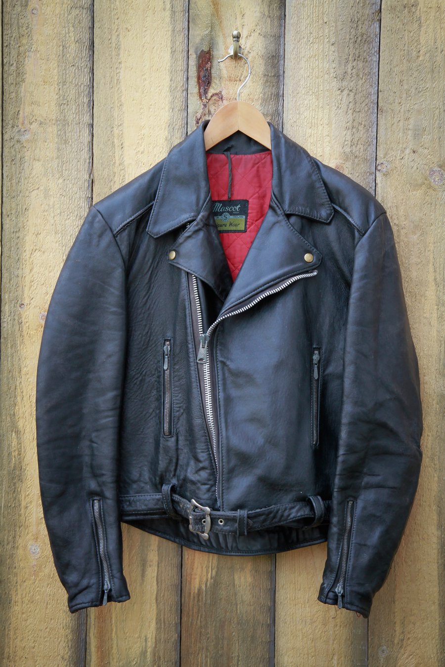 Image of Vintage Mascot Leathers Motorcycle Leather Jacket Size 40 Featuring Painted Back Piece