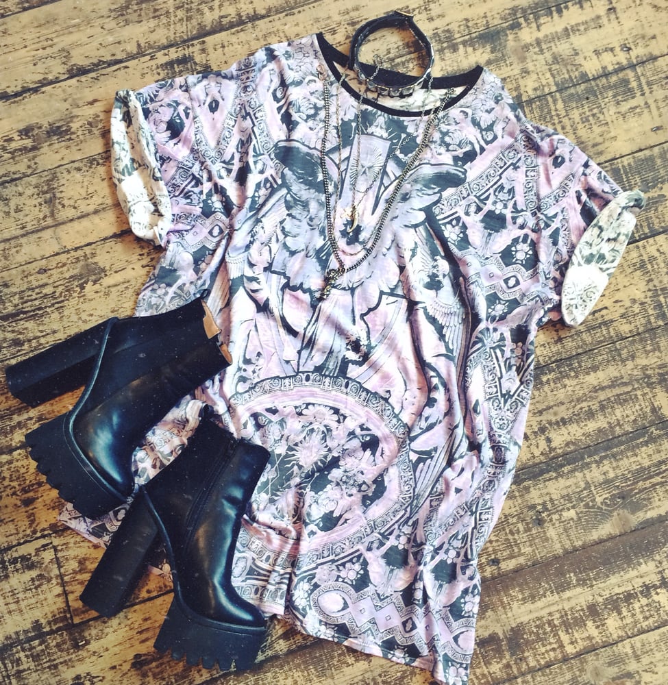 Image of Motel Major Tee Dress in Churches Print