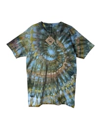 Image 2 of M Adult Combed Cotton Tee in Forest Spiral Ice Dye