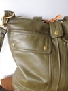 Repurposed 70s Trench Leather Satchel Bag {Olive}